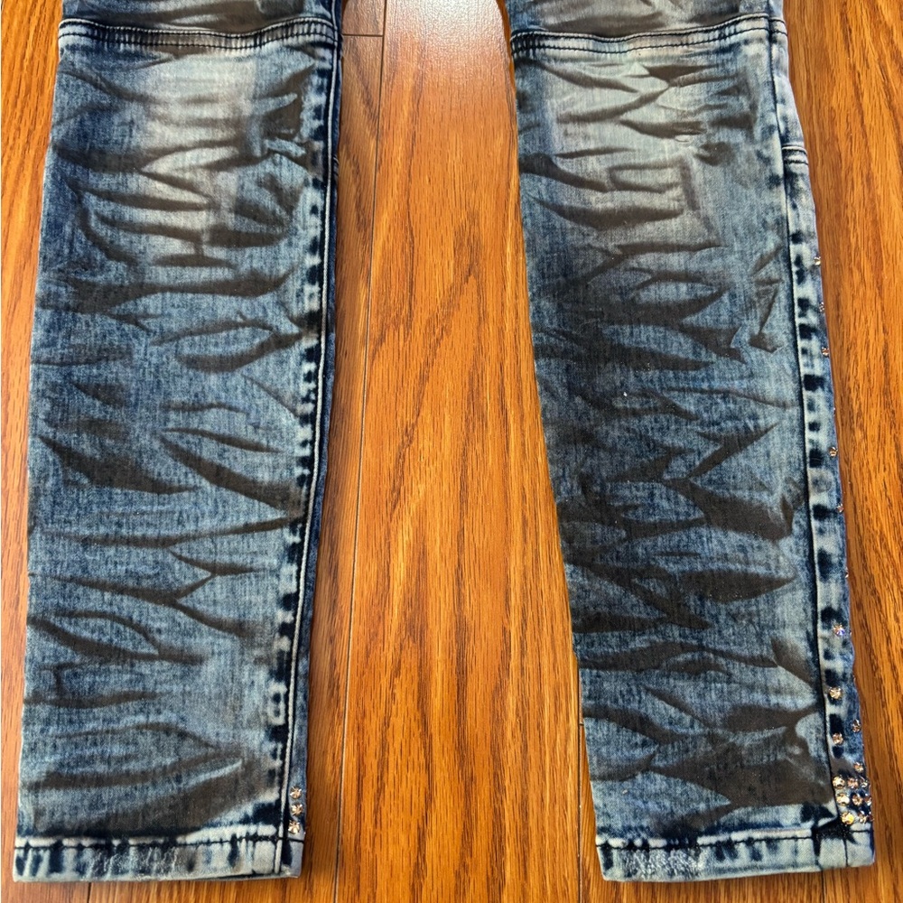 RARE * ROBIN’S JEANS MOTORCYCLE MOTO ACID WASH STUDDED JEANS * Cut 606966 * Y2K - Picture 8 of 17